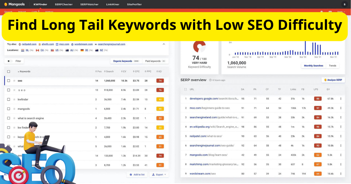 Find Long Tail Keywords with Low SEO Difficulty